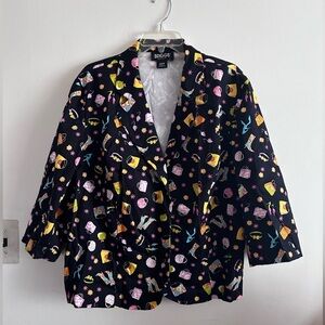 Briggs New York Women’s Plus Blazer Jacket Shoes/Bags Print Black Multi Size 20W